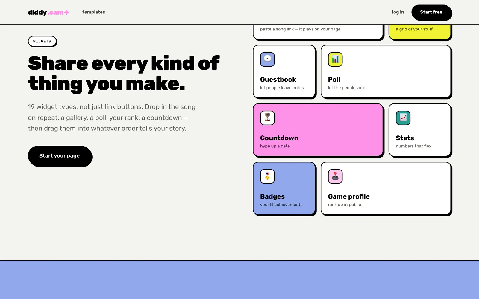 diddy.cam: Widgets for every kind of thing you make