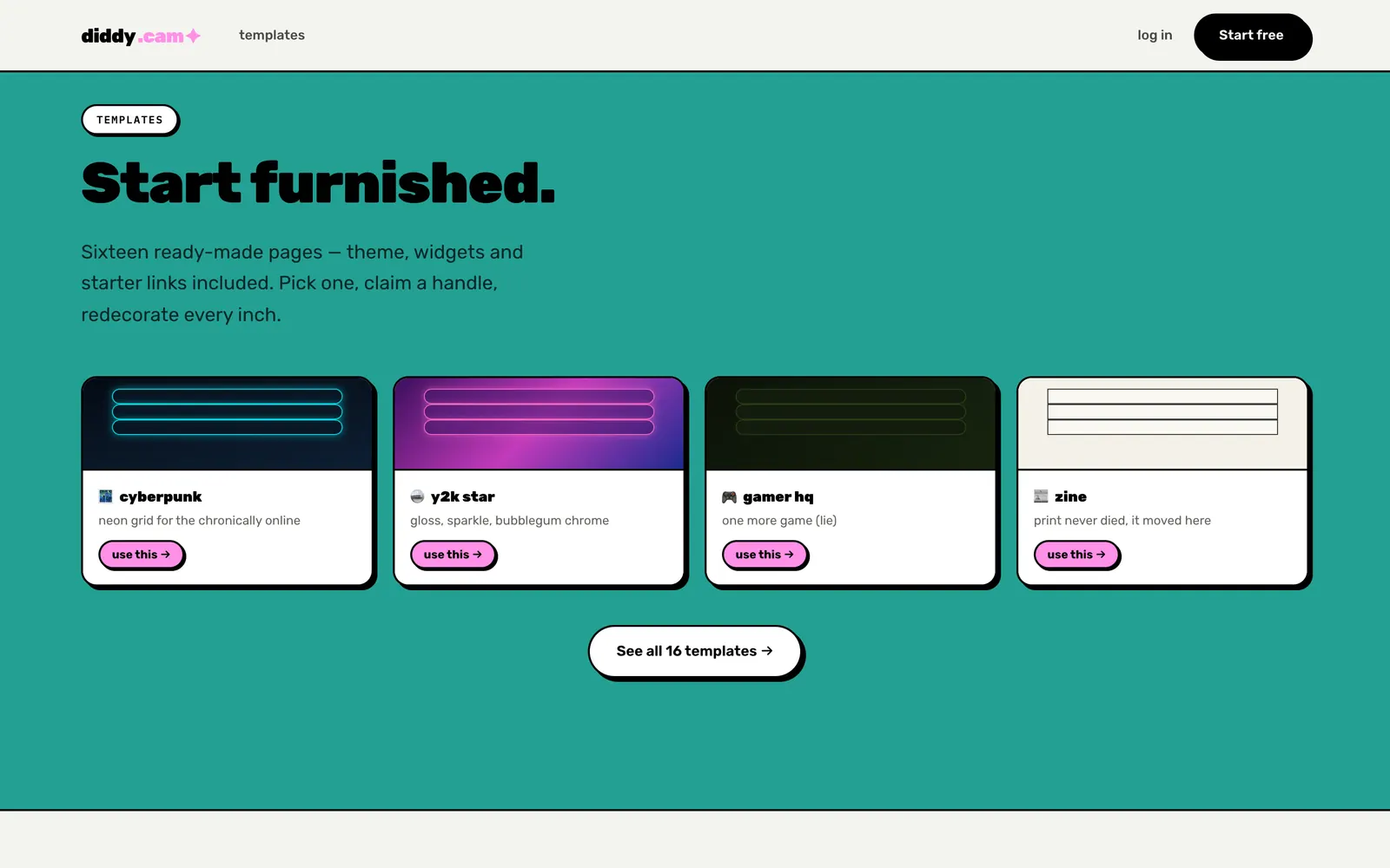 diddy.cam: Start furnished: templates