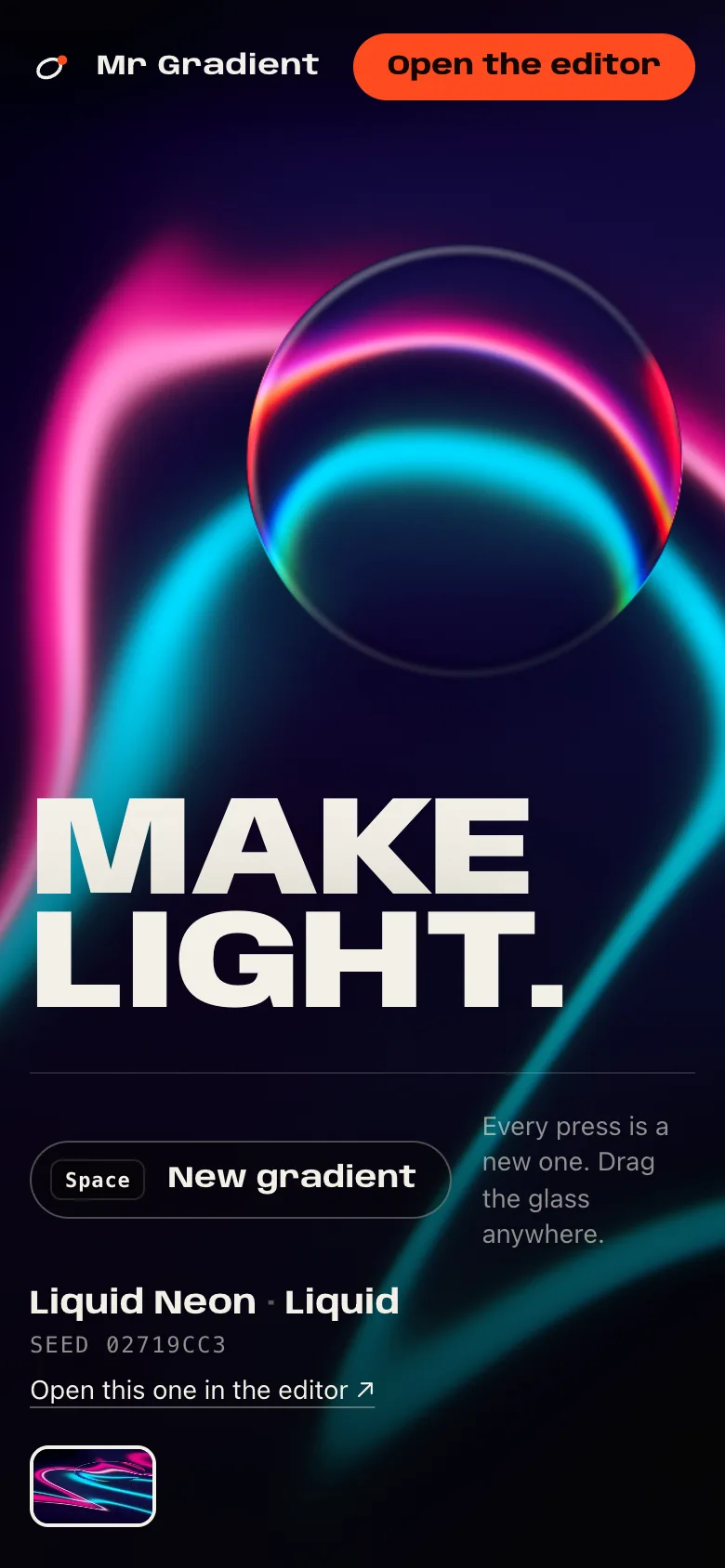 Mr Gradient screen