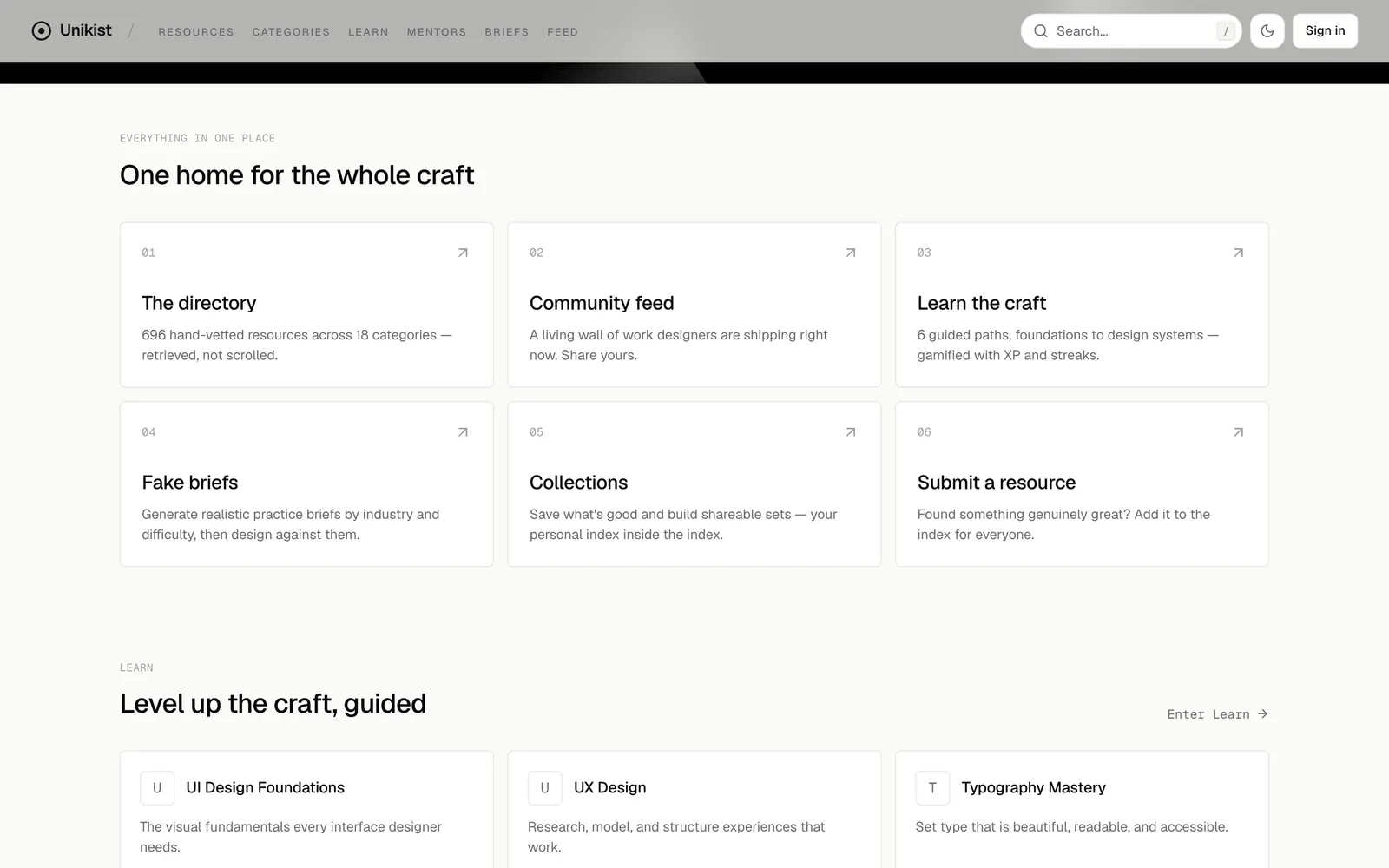 Unikist: Directory, feed, learning, briefs, collections