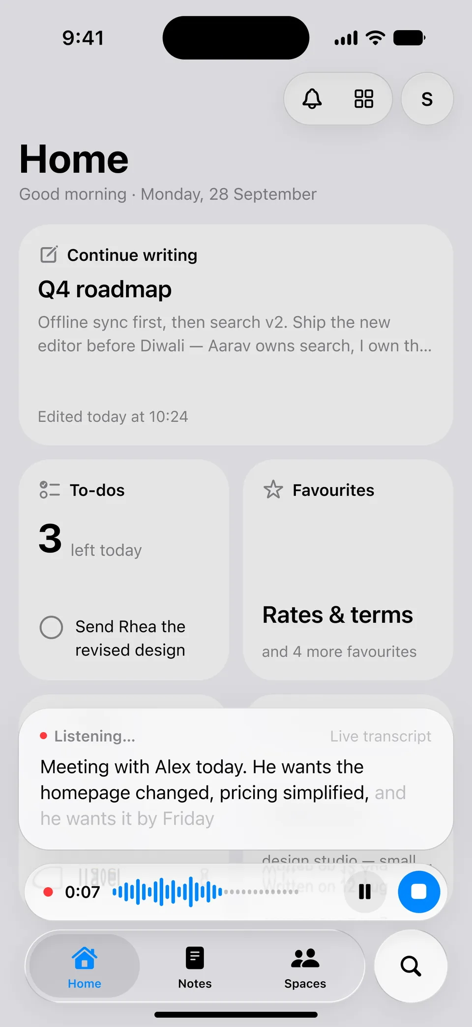 Zimoma: Voice: a live transcript above the bar